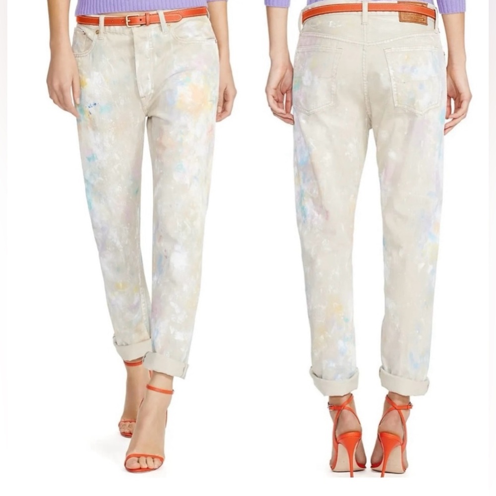 Polo Ralph Lauren Paint Splatter Jeans 25 Slim Astor Boyfriend Womens